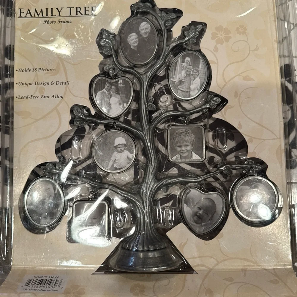NEW Family Tree Photo Frame Display 9 Double Sided Hanging Frames Metal NOS - Picture 4 of 11